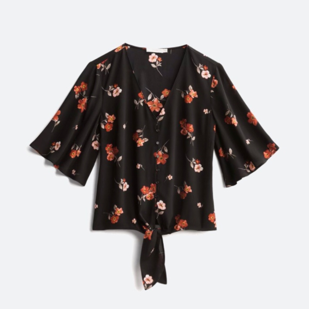 Lush Krisantha Tie Front Blouse